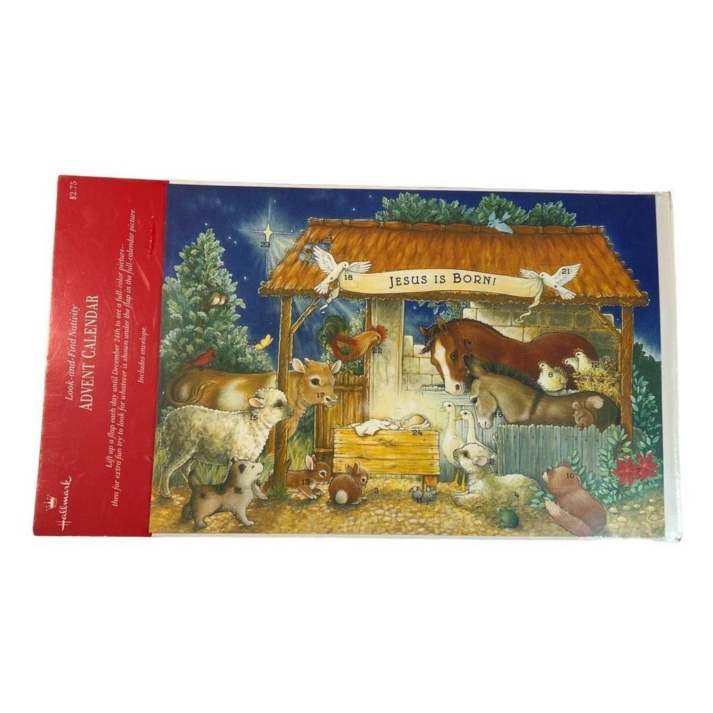 Vintage Hallmark‎ Advent Calendar Christmas Card Envelope Look-and-Find 8” x 11”